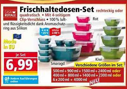 Frischhaltedosen-Set - quadratisch mit Clip-Verschluss