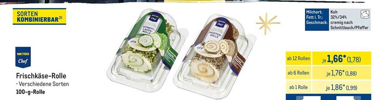 Frischkäse-Rolle - verschiedene Sorten 100-g-Rolle