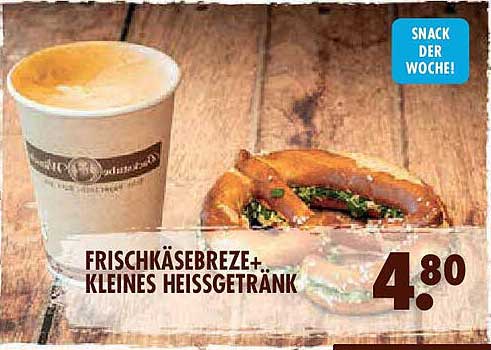 Frischkäsebreze + kleines Heißgetränk