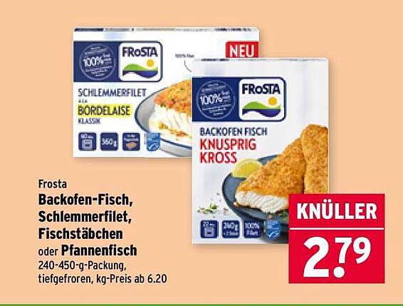 Frosta Backofen-Fisch, Schlemmerfilet, Fischstäbchen oder Pfannenfisch 240-450 g