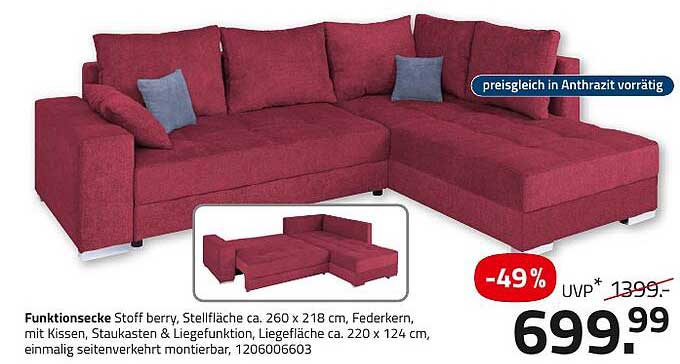 Funktionsecke Stoff berry - Reduziert auf 699,99 €