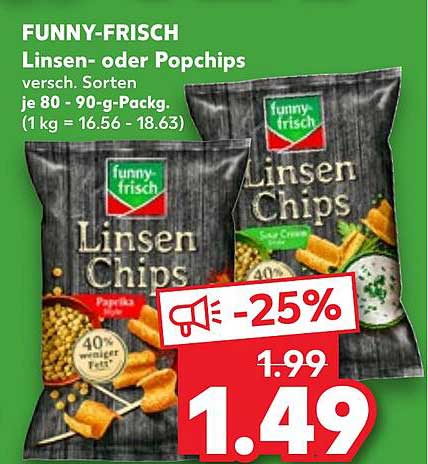 FUNNY-FRISCH Linsen- oder Popchips - verschiedene Sorten