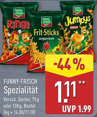 FUNNY-FRISCH Spezialität: Ringli, Frit-Sticks und Jumpys