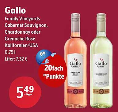 Gallo Family Vineyards Cabernet Sauvignon, Chardonnay oder Grenache Rosé Kalifornien/USA 0,75 l