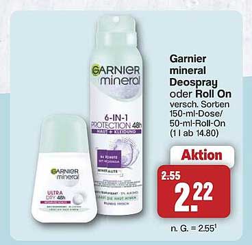 Garnier mineral Deospray oder Roll On