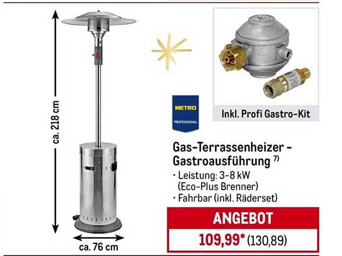 Gas-Terrassenheizer – Gastroausführung