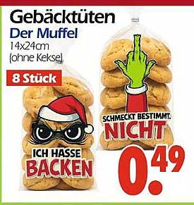 Gebäcktüten Der Muffel 14x24cm (ohne Kekse)