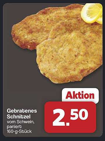 Gebratenes Schnitzel vom Schwein, paniert, 160-g-Stück