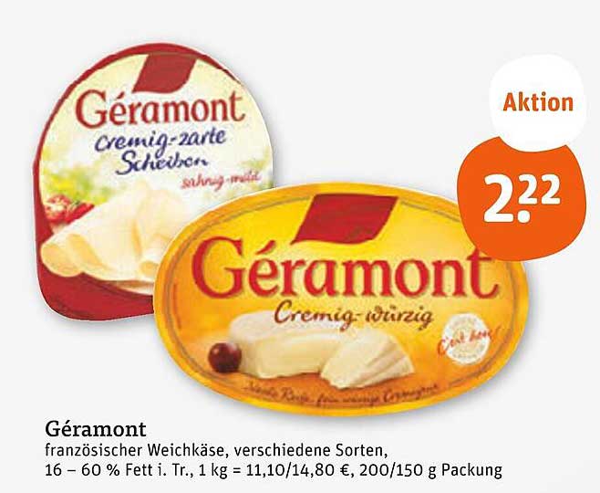 Géramont Französischer Weichkäse, verschiedene Sorten