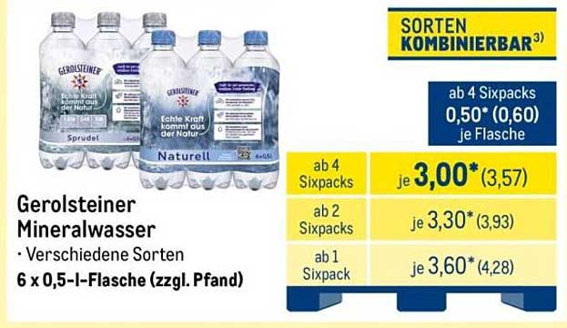 Gerolsteiner Mineralwasser – 6 x 0,5 l Flasche