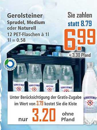 Gerolsteiner Sprudel, Medium oder Naturell - 12 PET-Flaschen à 1 l