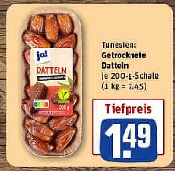 Getrocknete Datteln, 200 g - Tiefpreis bei REWE