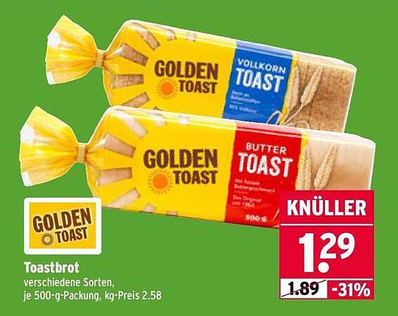 Golden Toast Toastbrot - verschiedene Sorten