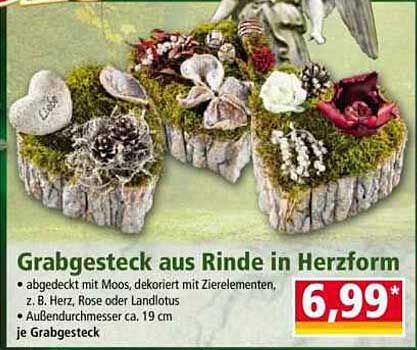 Grabgesteck aus Rinde in Herzform