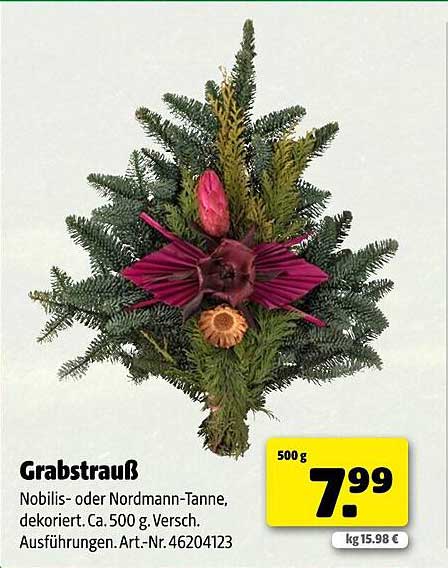 Grabstrauß - Nobilis- oder Nordmann-Tanne, dekoriert, Ca. 500 g