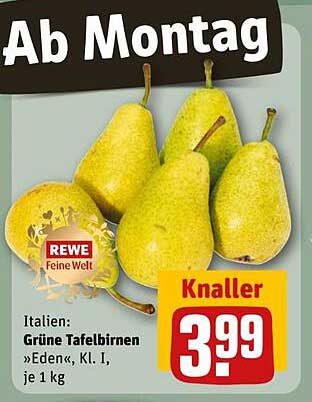 Grüne Tafelbirnen »Eden«, Kl. I, je 1 kg