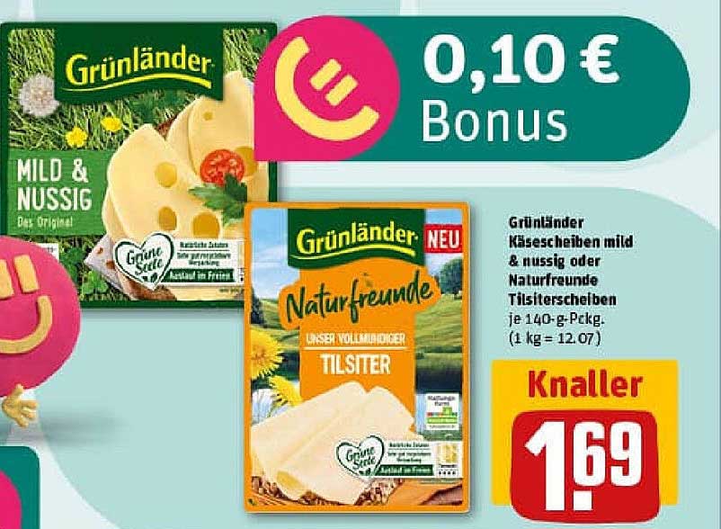 Grünländer Käsescheiben mild & nussig oder Naturfreunde Tilsiter