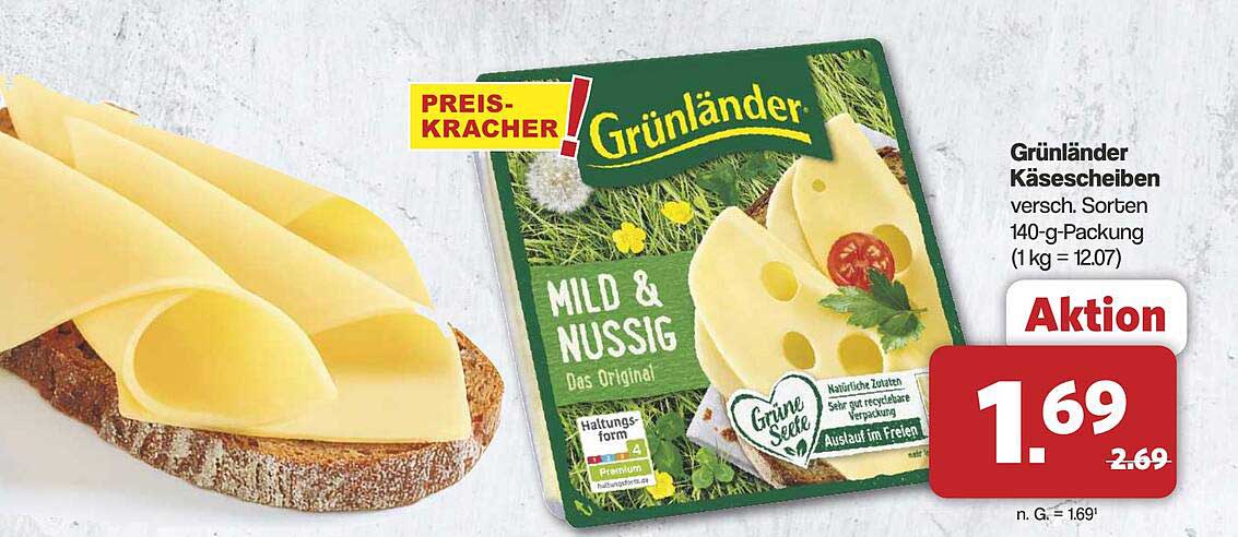 Grünländer Käsescheiben verschiedene Sorten 140-g-Packung