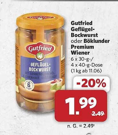 Gut gefüllt mit Gutfried Geflügel-Bockwurst oder Böklunder Premium Wienern
