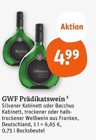 GWF Prädikatswein – Silvaner Kabinett oder Bacchus Kabinett