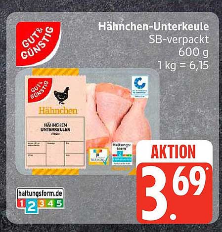 Hähnchen-Unterkeule SB-verpackt 600 g