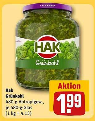 Hak Grünkohl 480-g-Abtropfgew., je 680-g-Glas