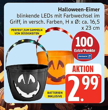 Halloween-Eimer mit blinkenden LEDs