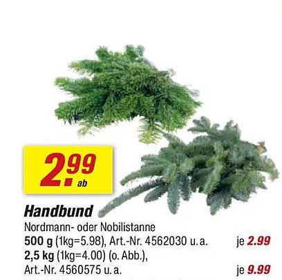 Handbund Nordmann- oder NobilisTanne 500 g - ab 2,99 €