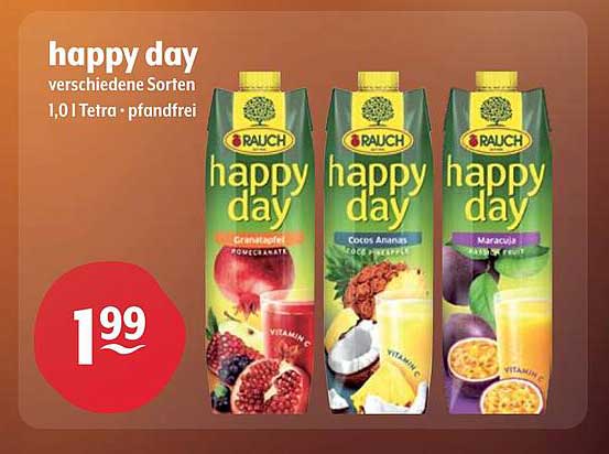 happy day verschiedene Sorten 1,0l Tetra, pfandfrei