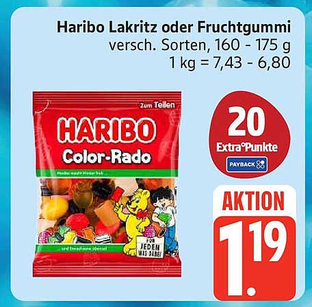 Haribo Lakritz oder Fruchtgummi - verschiedene Sorten, 160 - 175 g