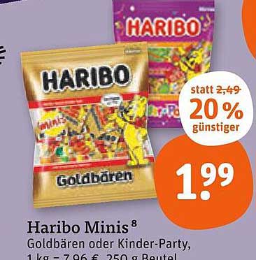 Haribo Minis Goldbären oder Kinder-Party, 250 g Beutel