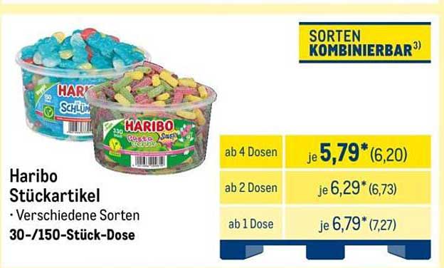 Haribo Stückartikel – Verschiedene Sorten 30-/150-Stück-Dose