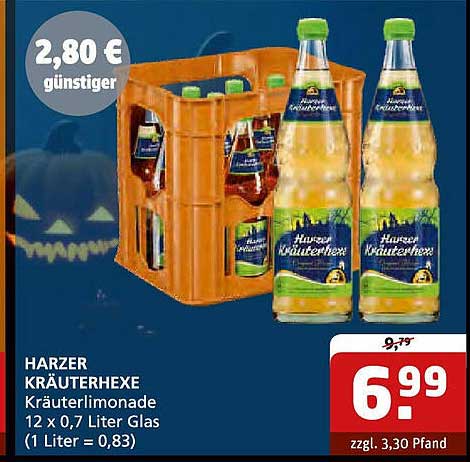HARZER KRÄUTERHEXE Kräuterlimonade 12 x 0,7 Liter Glas