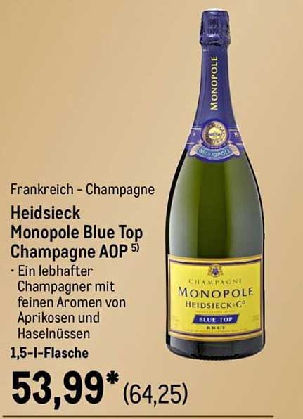 Heidsieck Monopole Blue Top Champagne AOP - 1,5 l Flasche