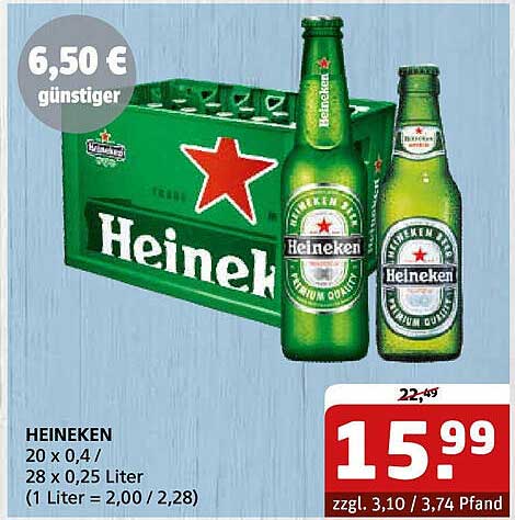 HEINEKEN 20 x 0,4 L für nur 15,99 €
