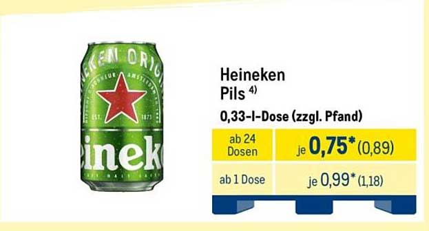 Heineken Pils 0,33 l-Dose (zzgl. Pfand)