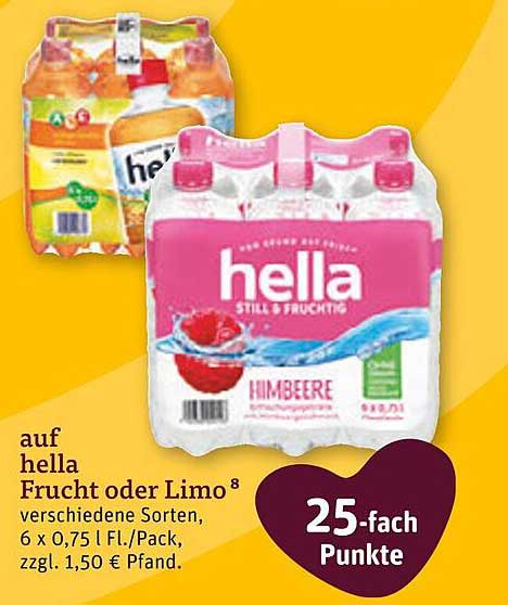 hella Frucht oder Limo 6 x 0,75 l – Verschiedene Sorten
