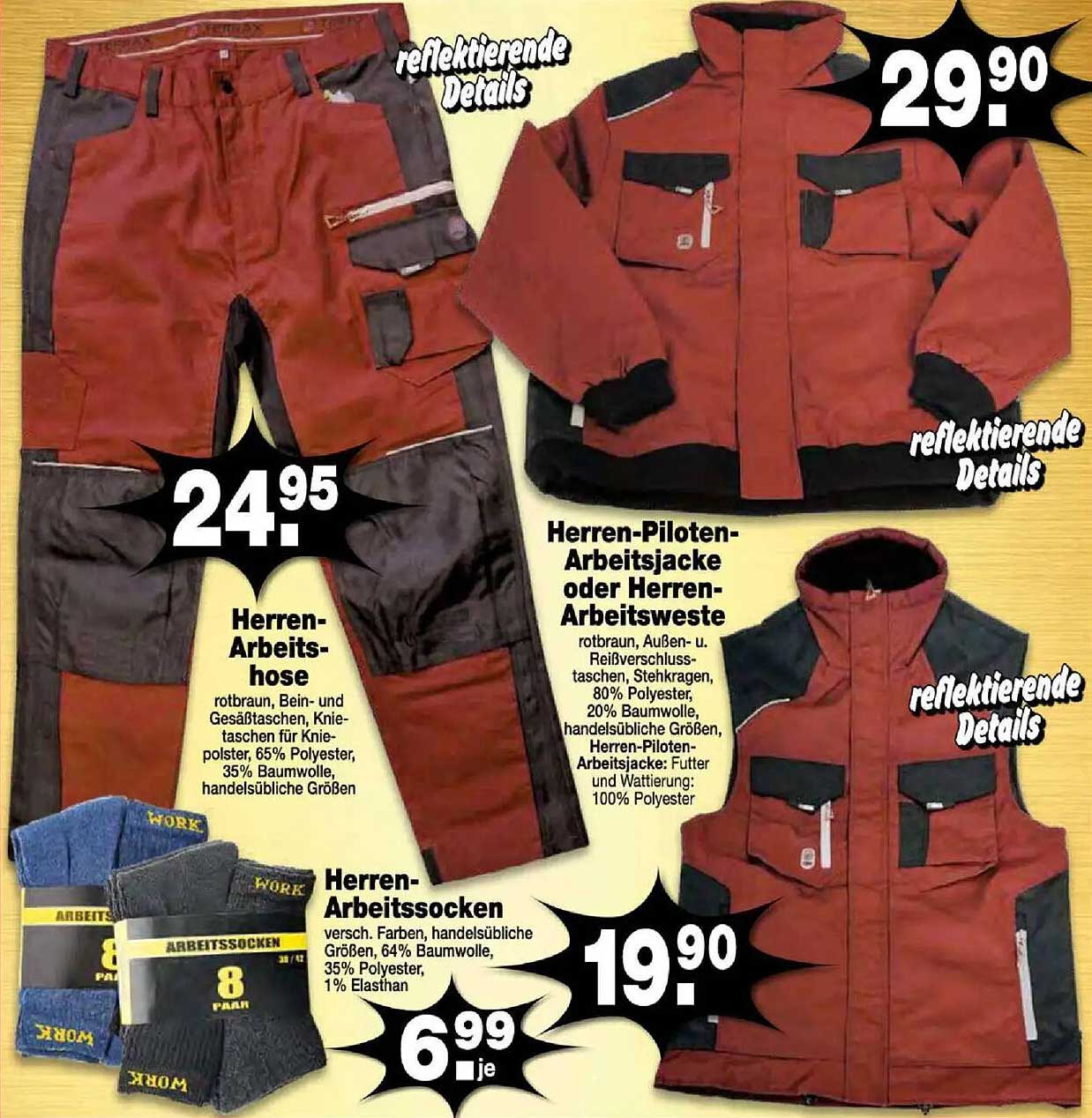 Herren-Arbeitsjacke oder Herren-Arbeitsweste für 19,90 €