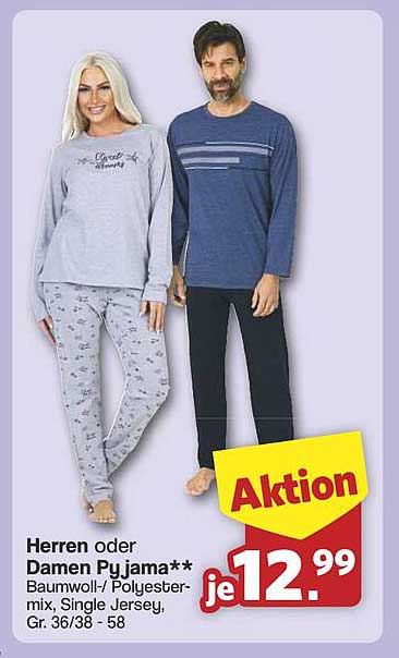 Herren oder Damen Pyjama - Baumwoll-/Polyester-Mix