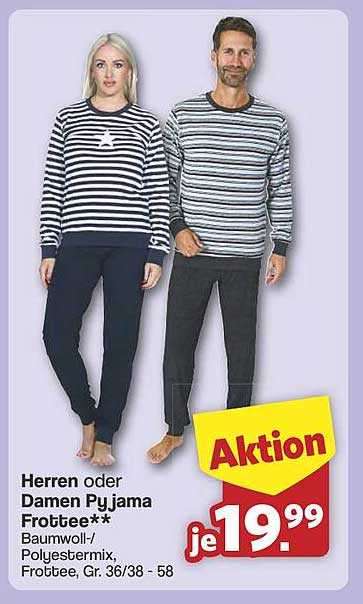 Herren oder Damen Pyjama Frottée**