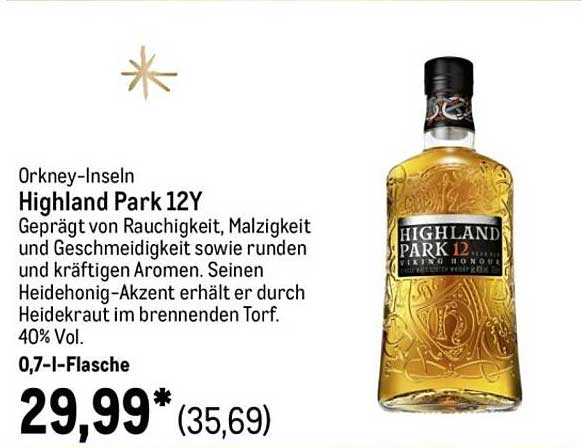 Highland Park 12Y Whisky - 0,7 l Flasche