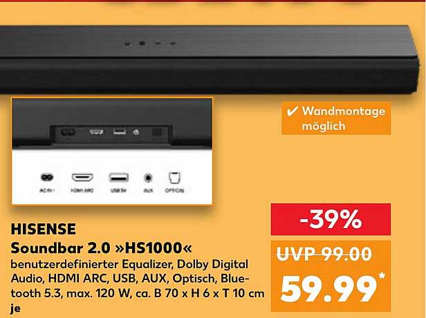 HISENSE Soundbar 2.0 »HS1000«