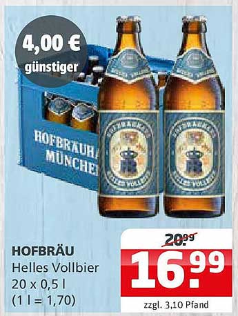 HOFBRÄU Helles Vollbier 20 x 0,5 l
