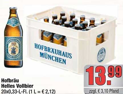 Hofbräu Helles Vollbier 20x0,33-L-Fl.
