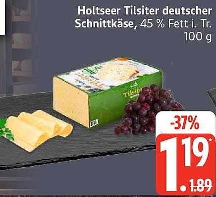 Holsteiner Tilsiter deutscher Schnittkäse, 45 % Fett i. Tr. - 100 g