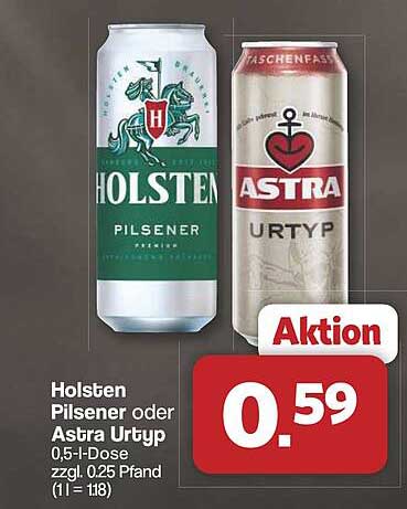 Holsten Pilsener oder Astra Urtyp 0,5 l-Dose