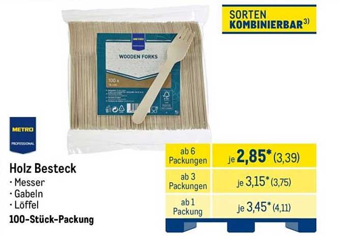 Holz Besteck 100-Stück-Packung