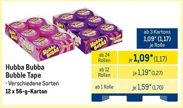 Hubba Bubba Bubble Tape - Verschiedene Sorten 12 x 56-g-Karton