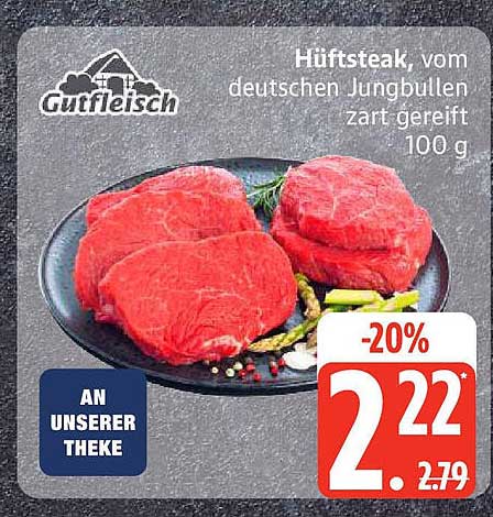 Hüftsteak, vom deutschen Jungbullen zart gereift 100 g