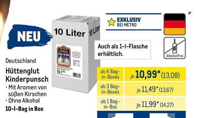 Hüttenglut Kinderpunsch 10 Liter - Alkoholfrei